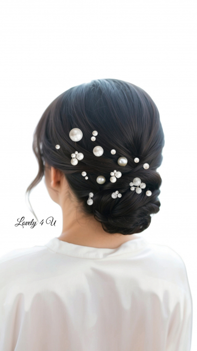 ACCESORII LOVELY 4 U, AGRAFE PAR MIREASA, AGRAFE CU PERLE MIREASA, PIN COC MIREASA, AGRAFE MIREASA, ACCESORII CU PERLE MIREASĂ, SET AGRAFE MIREASA [12]