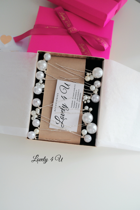 ACCESORII LOVELY 4 U, AGRAFE PAR MIREASA, AGRAFE CU PERLE MIREASA, PIN COC MIREASA, AGRAFE MIREASA, ACCESORII CU PERLE MIREASĂ, SET AGRAFE MIREASA [6]