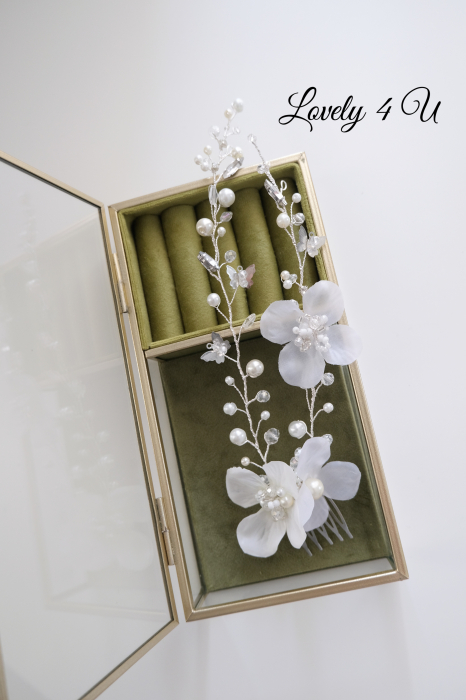 PIEPTAN MIREASA, DIADEMA MIREASA, ACCESORIU PAR MIREASA, ACCESORII DE PAR MIRESE, ACCESORII NUNTA, ACCESORII CU PERLE, DIADEMA CU PERLE, PIEPTAN VOAL MIREASA, BIJUTERII PAR MIREASA, CORONITA, TIARA [7]