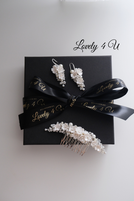 Diadema cu flori, diadema mireasa cu flori, pieptan decorativ mireasa, accesoriu cu flori, accesoriu par mireasa, agrafa mireasa, [13]