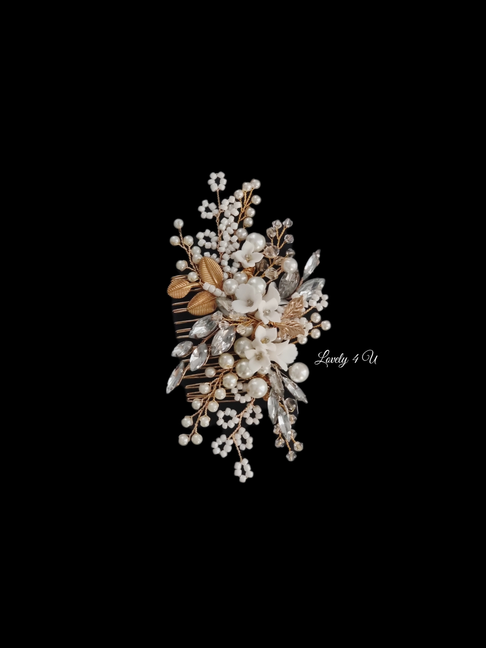 ACCESORIU BOEM MIREASA, ACCESORII LOVELY 4 U, BIJUTERII MIREASA,accesoriu coc mireasa, accesoriu păr mireasă,accesoriu par romantic, pieptene flori mireasa, DIADEMA MIREASA, pieptene auriu mireasa [2]