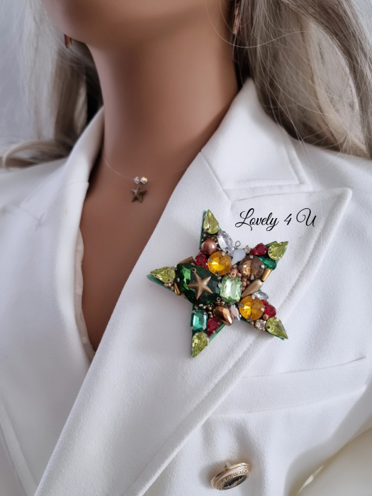 choker swarovski, brosa stea, accesorii lovely 4 u, bijuterii de craciun, colier la baza gatului, colier pe fir transparent, set bijuterii swarovski, cadou unic, brose handmade, brose handmade colorate de craciun, brose pietre semipretioase, cadouri copii craciun, cadouri craciun, cadouri de craciun, cadouri de craciun pentru copii, cadouri de craciun pentru fete, BROSA STEA, BROSA  STELUTA DE CRACIUN, BROSA PIETRICELE, BOSE DAMA, BROSA FEMEI, [2]