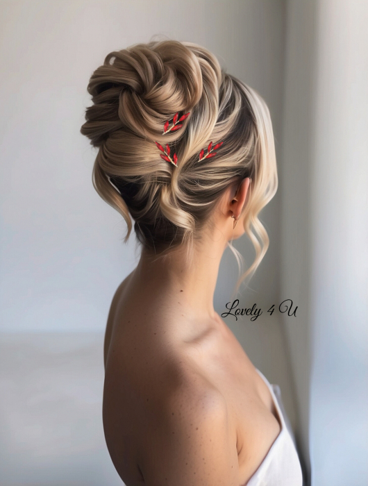 Agrafe coc cu pietricele rosii, Bijuterii , Lovely4u, Accesorii LOVELY 4 U, agrafe mireasa, Pin coc mireasa, Accesorii mireasa, accesorii de par pentru mireasa, Bijuterii mireasa, Cadou pentru ea, [5]