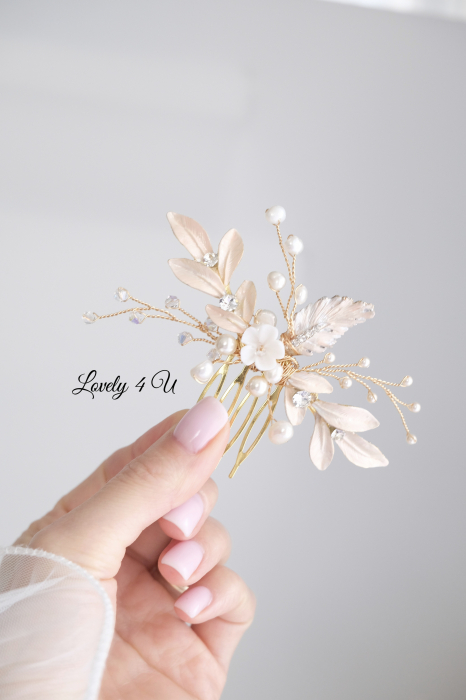 Accesorii Lovely 4 U, Accesorii de păr cu flori, Accesorii mireasă de lux, Diadema cu elemente Swarovski, bijuterii Swarovski, agrafă par, Accesoriu mic de par, [18]