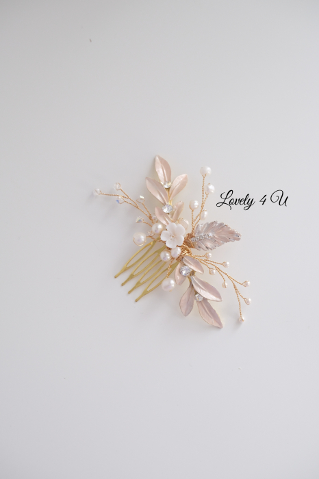 Accesorii Lovely 4 U, Accesorii de păr cu flori, Accesorii mireasă de lux, Diadema cu elemente Swarovski, bijuterii Swarovski, agrafă par, Accesoriu mic de par, [9]