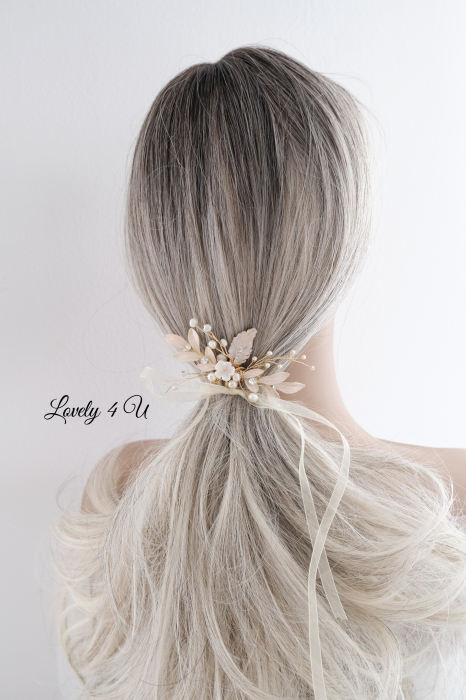 Accesorii Lovely 4 U, Accesorii de păr cu flori, Accesorii mireasă de lux, Diadema cu elemente Swarovski, bijuterii Swarovski, agrafă par, Accesoriu mic de par, [8]