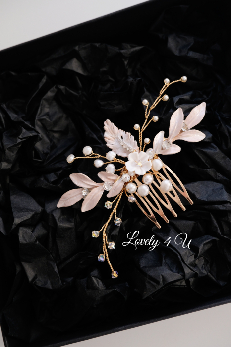 Accesorii Lovely 4 U, Accesorii de păr cu flori, Accesorii mireasă de lux, Diadema cu elemente Swarovski, bijuterii Swarovski, agrafă par, Accesoriu mic de par, [10]