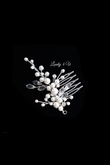 pieptene cu perle,  accesoriu mic cu perle, diadema mireasa, perle, pieptene,  accesorii personalizate, accesorii LOVELY 4 U, bijuterii mireasa, agrafa coc mireasa, accesoriu mic pentru mirese [2]