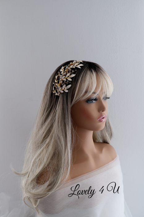 Coronita Swarovski, Coronita mireasa, Tiara mireasa, Diadema mireasa, Accesorii de par mireasa, Accesorii de par pentru mirese, Bijuterii mireasa, Accesori Lovely 4 U, coafuri mireasa 2024, Mireasa2024, Coronita asimetrica, coronita cu frunze, Coronita swarovski [14]