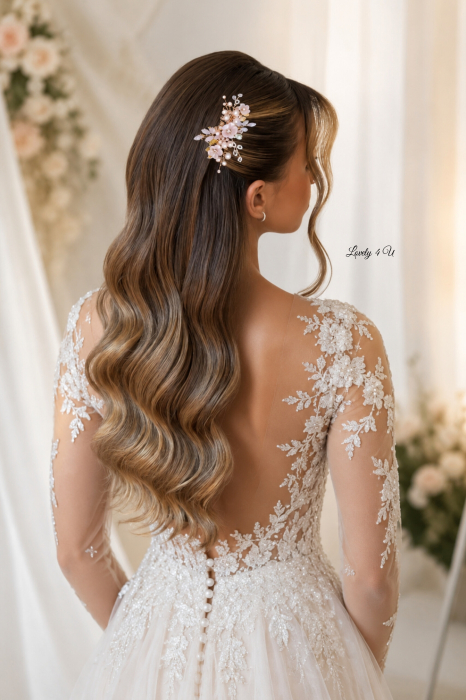 ACCESORIU BOEM MIREASA, ACCESORII LOVELY 4 U, BIJUTERII MIREASA,accesoriu coc mireasa, accesoriu păr mireasă,accesoriu par romantic, pieptene flori mireasa, pieptene flori pastel, pieptene roz mireasa [5]