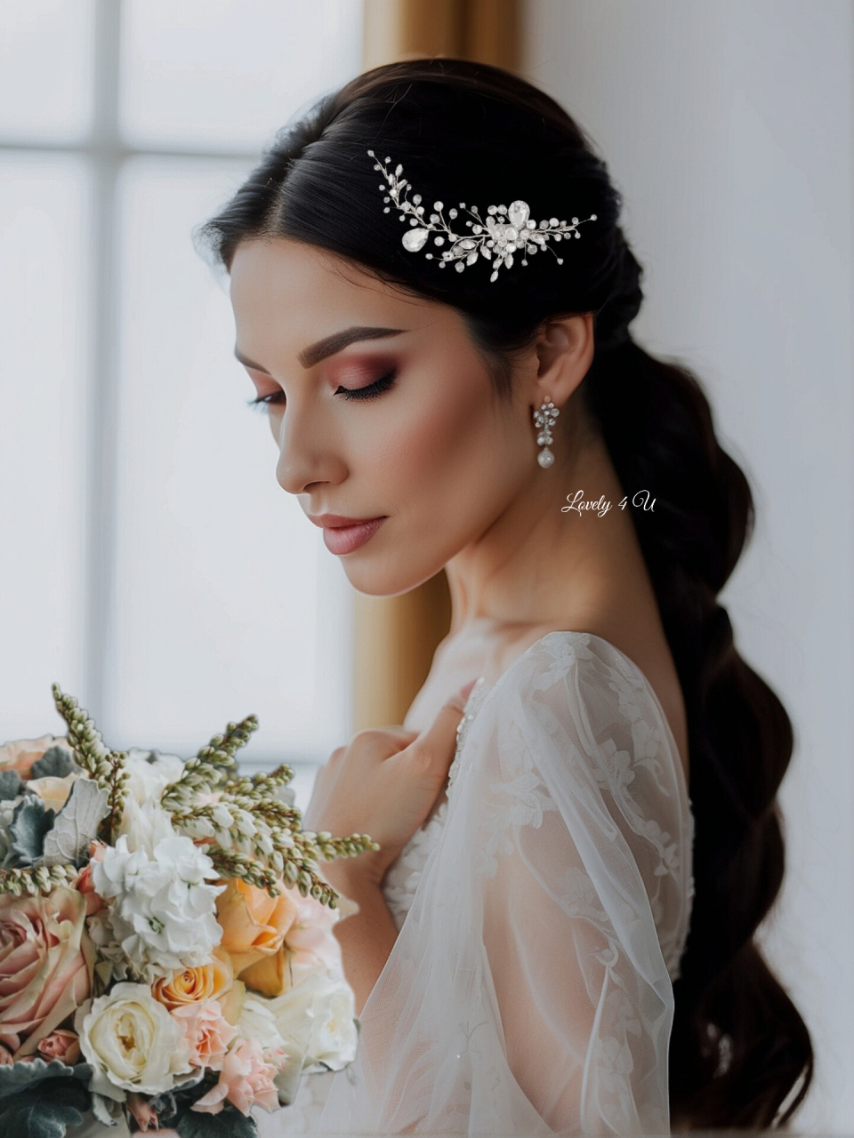 Accesoriu de par mireasa cu cristale swarovski, Accesorii Lovely 4 U, DIADEMA MIREASA, BIJUTERII MIREASA, ACCESORII PENTRU PAR MIREASA, AGRAFA PAR, ACCESORIU LATERAL CU PETRICELE, DIADEME SI COAFURI MIREASA, ACCESORIU COC MIREASA, DECORATIUNE PAR MIREASA, SET DIADEMA SI CERCEI, ACCESORII PENTRU MIRESE ROMANIA [6]