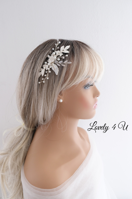Accesorii Lovely 4 U, Accesorii de păr nuntă, diadema mică mireasa, pieptan cu frunze, pieptan cu flori mireasa, diadema cu frunze [15]