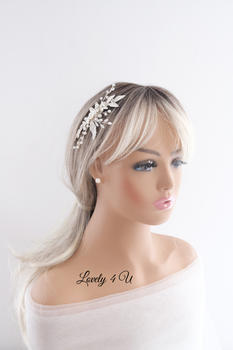 Accesorii Lovely 4 U, Accesorii de păr nuntă, diadema mică mireasa, pieptan cu frunze, pieptan cu flori mireasa, diadema cu frunze [10]