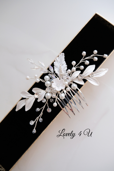 Accesorii Lovely 4 U, Accesorii de păr nuntă, diadema mică mireasa, pieptan cu frunze, pieptan cu flori mireasa, diadema cu frunze [2]
