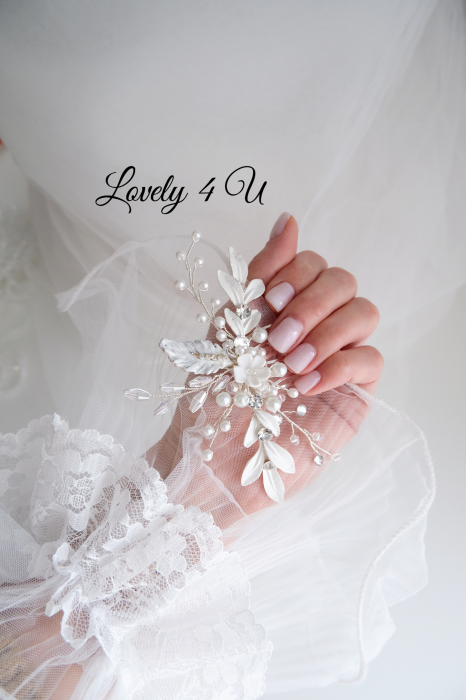 Accesorii Lovely 4 U, Accesorii de păr nuntă, diadema mică mireasa, pieptan cu frunze, pieptan cu flori mireasa, diadema cu frunze [4]