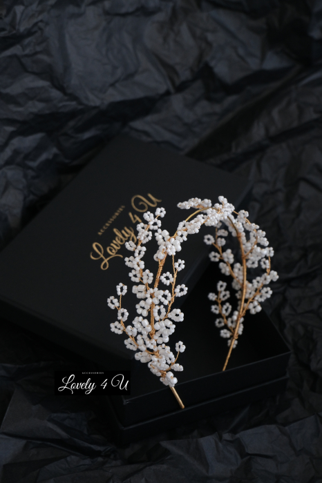 acceorii de lux, acceoriu perle,coafura mireasa,coronita din perle,  coronita perle mireasa, idei nunta, coronita mireasa, coronita pietricele mici, diadema mireasa, mireasa 2023, Accesorii LOVELY 4 U [3]