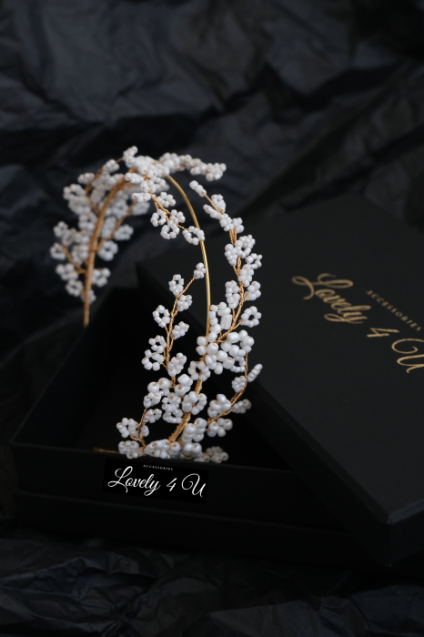 acceorii de lux, acceoriu perle,coafura mireasa,coronita din perle,  coronita perle mireasa, idei nunta, coronita mireasa, coronita pietricele mici, diadema mireasa, mireasa 2023, Accesorii LOVELY 4 U [19]