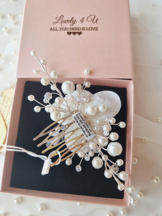 ACCESORII LOVELY4 U, DIADEMA MIREASA, COAFURA MIREASA, AGRAFA ORHIDEE, ACCESORII PAR ORHIDEE, ACCESORII DE PAR MIREASA, BIJUTERII ORHIDEE, FLORI ORHIDEE ALBA, ACCESORII CU FLORI ORHIDEE,TIARA, PIEPTAN [21]