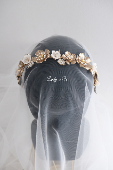 CORONITA MIREASA,CORONITA CU FLORI,DIADEMA MIREASA, DIADEMA , FLORI CIRES,  CORONITA CU FRUNZE AURII, BIJUTERII MIREASA, COAFURI MIREASA, ACCESORII PAR MIREASA, ACCESORII DE LUX MIREASA, SWAROVSKI [9]