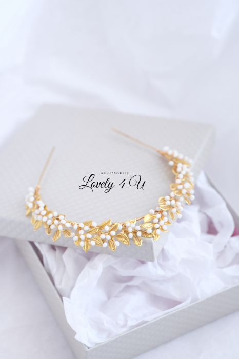CORONITA STIL GRECESC, ACCESORII STIL GRECESC, BIJUTERII STIL GRECESC, CORONITA CU FRUNZE, TIARA CU FRUNZE, FRUNZE AURII, ACCESORII FRUNZE AURI, TIARA FRUNZE AURI, ACCESORII LOVELY 4 U,TIARA, CORONITA [14]