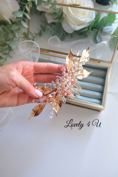 Diadema mireasa cu frunze, Tiara miresa, Accesorii de par pentru mirese, Accesorii LOVELY 4 U, Accesorii stil grecesc, Bijuterii, Agrafa mireasa, Diadema, Tiara, Pieptan mireasa, Pieptan voal mireasa [6]