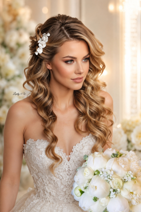 Diadema cu flori, peony accesorii, bijuterii cu flori bujori, tiara cu flori, pieptan voal mireasa cu flori, accesorii lovely 4 u , accesorii 2023, agrafa par mireasa, accesorii par nunta, accesoriu de par lateral, bijuterii [29]