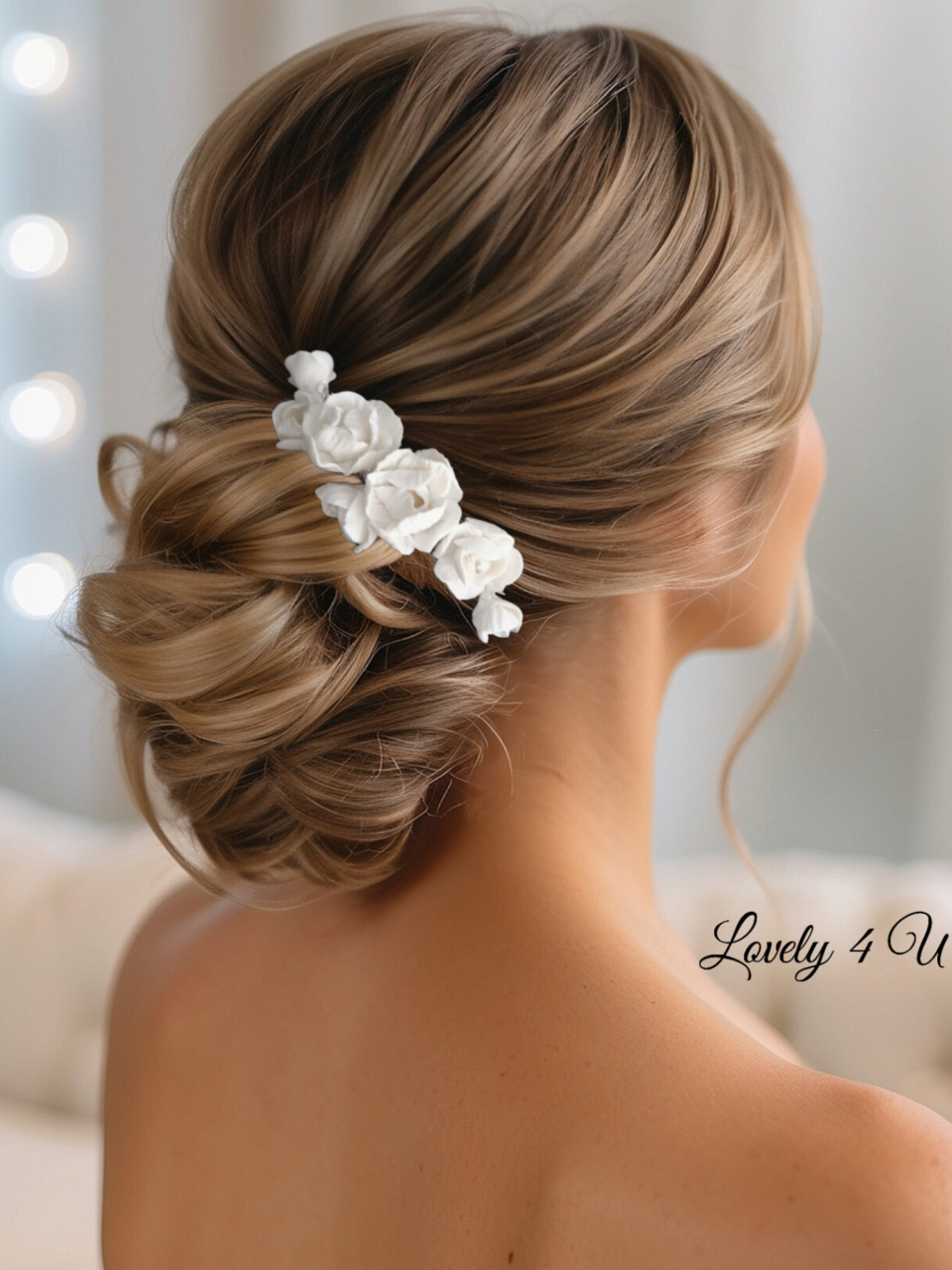 Diadema cu flori, peony accesorii, bijuterii cu flori bujori, tiara cu flori, pieptan voal mireasa cu flori, accesorii lovely 4 u , accesorii 2023, agrafa par mireasa, accesorii par nunta, accesoriu de par lateral, bijuterii [4]