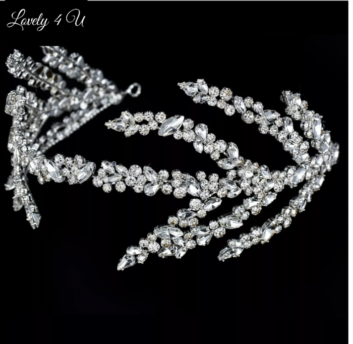 Coroniță dubla mireasă, coronita cu Swarovski, coronita mireasă, tiară mireasa, diadema mireasa, coronita cu Swarovski, coronita de lux mireasă, Diadema de lux mireasă, accesorii Lovely 4 U, TIA [3]