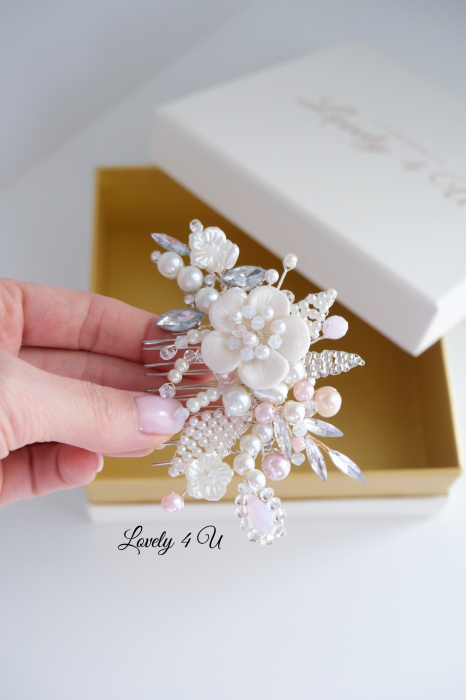 RENATA  Pieptan floral cu perle Swarovski - Colecția de lux [2]