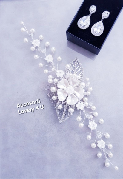 RIHANNA  Bridal comb - Accesoriu par cu flori și perle [10]