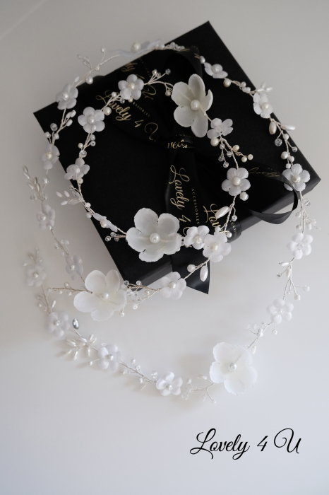 accesorii par handmade, accesorii par impletit, bijuterii mireasa, bijuterii par, ACCESORII LOVELY 4 U, GHIRLANDA CU PERLE, [17]