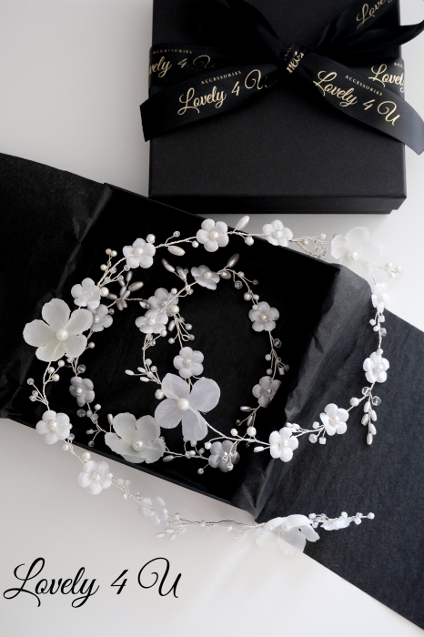 accesorii par handmade, accesorii par impletit, bijuterii mireasa, bijuterii par, ACCESORII LOVELY 4 U, GHIRLANDA CU PERLE, [18]