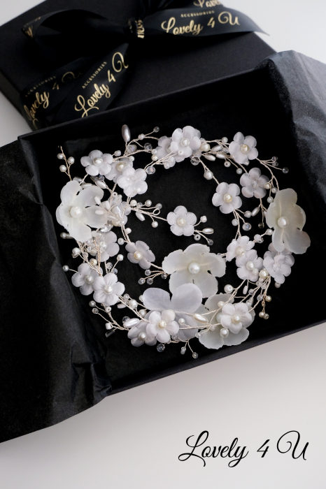 accesorii par handmade, accesorii par impletit, bijuterii mireasa, bijuterii par, ACCESORII LOVELY 4 U, GHIRLANDA CU PERLE, [20]