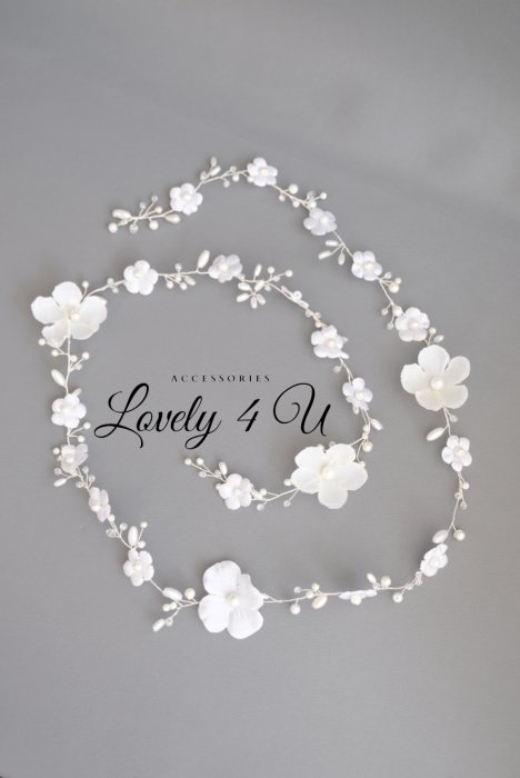 accesorii par handmade, accesorii par impletit, bijuterii mireasa, bijuterii par, ACCESORII LOVELY 4 U, GHIRLANDA CU PERLE, [6]