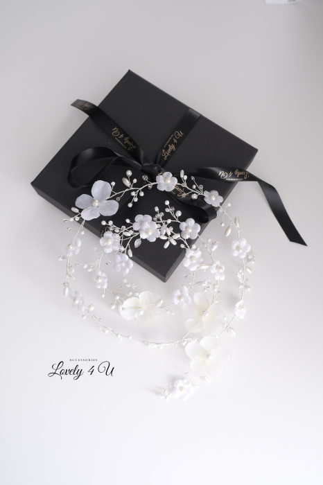 accesorii par handmade, accesorii par impletit, bijuterii mireasa, bijuterii par, ACCESORII LOVELY 4 U, GHIRLANDA CU PERLE, [13]