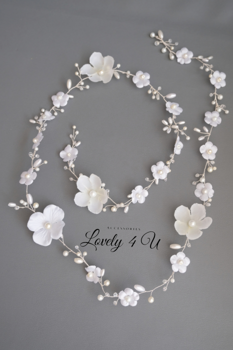 accesorii par handmade, accesorii par impletit, bijuterii mireasa, bijuterii par, ACCESORII LOVELY 4 U, GHIRLANDA CU PERLE, [7]