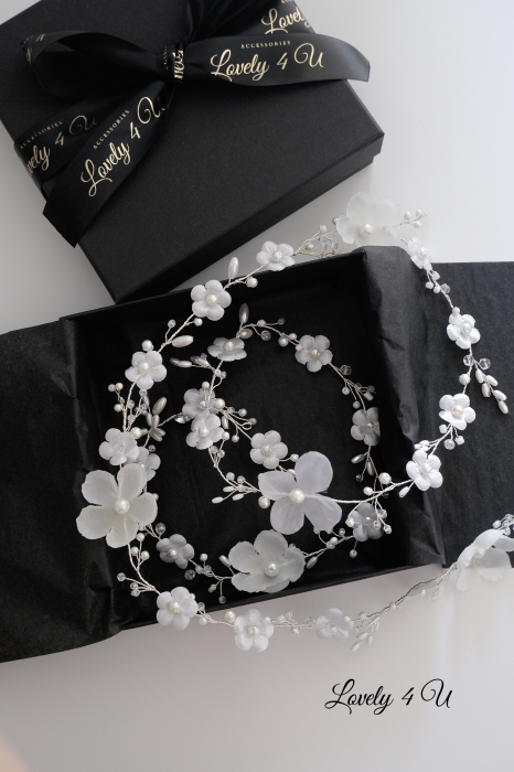 accesorii par handmade, accesorii par impletit, bijuterii mireasa, bijuterii par, ACCESORII LOVELY 4 U, GHIRLANDA CU PERLE, [19]