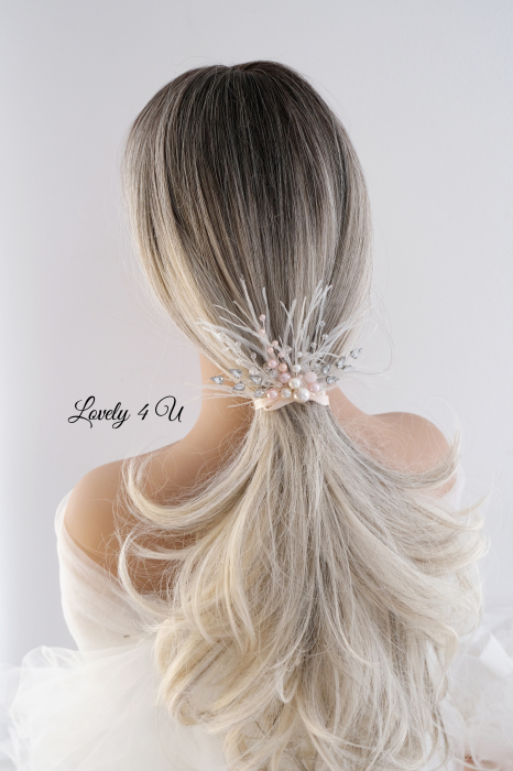 ACCESORII LOVELY 4 U, AGRAFE PAR MIREASA,  ACCESORII DE PAR CU PENE, BIJUTERII MIREASA CU PENE ,  AGRAFA DE PAR CU PENE [14]
