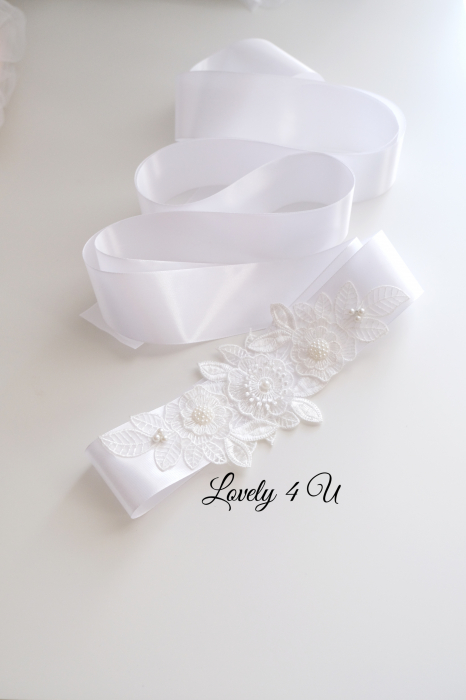 Bentita dezgatit mireasa, Esarfa alba pentru mirese, Accesoriu par, Dantela, Dezgatit, Esarfa dezgatit, Legatoare, lucrat manual, Mireasa,,Accesorii dezgatit mireasa, Bijuterii mireasa [9]