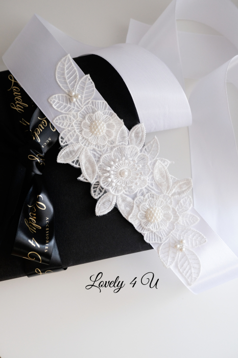 Bentita dezgatit mireasa, Esarfa alba pentru mirese, Accesoriu par, Dantela, Dezgatit, Esarfa dezgatit, Legatoare, lucrat manual, Mireasa,,Accesorii dezgatit mireasa, Bijuterii mireasa [4]