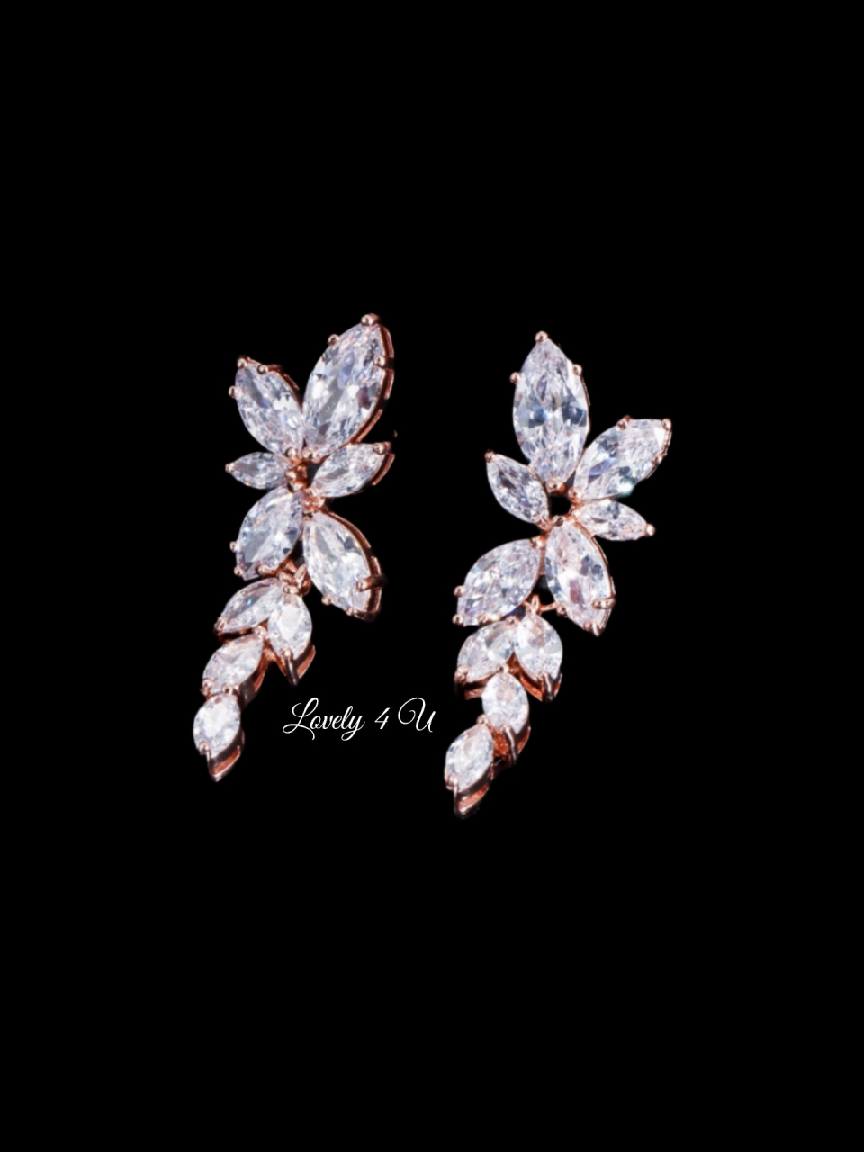 Selly  Cerceii mireasa rose-gold cu pietricele [5]