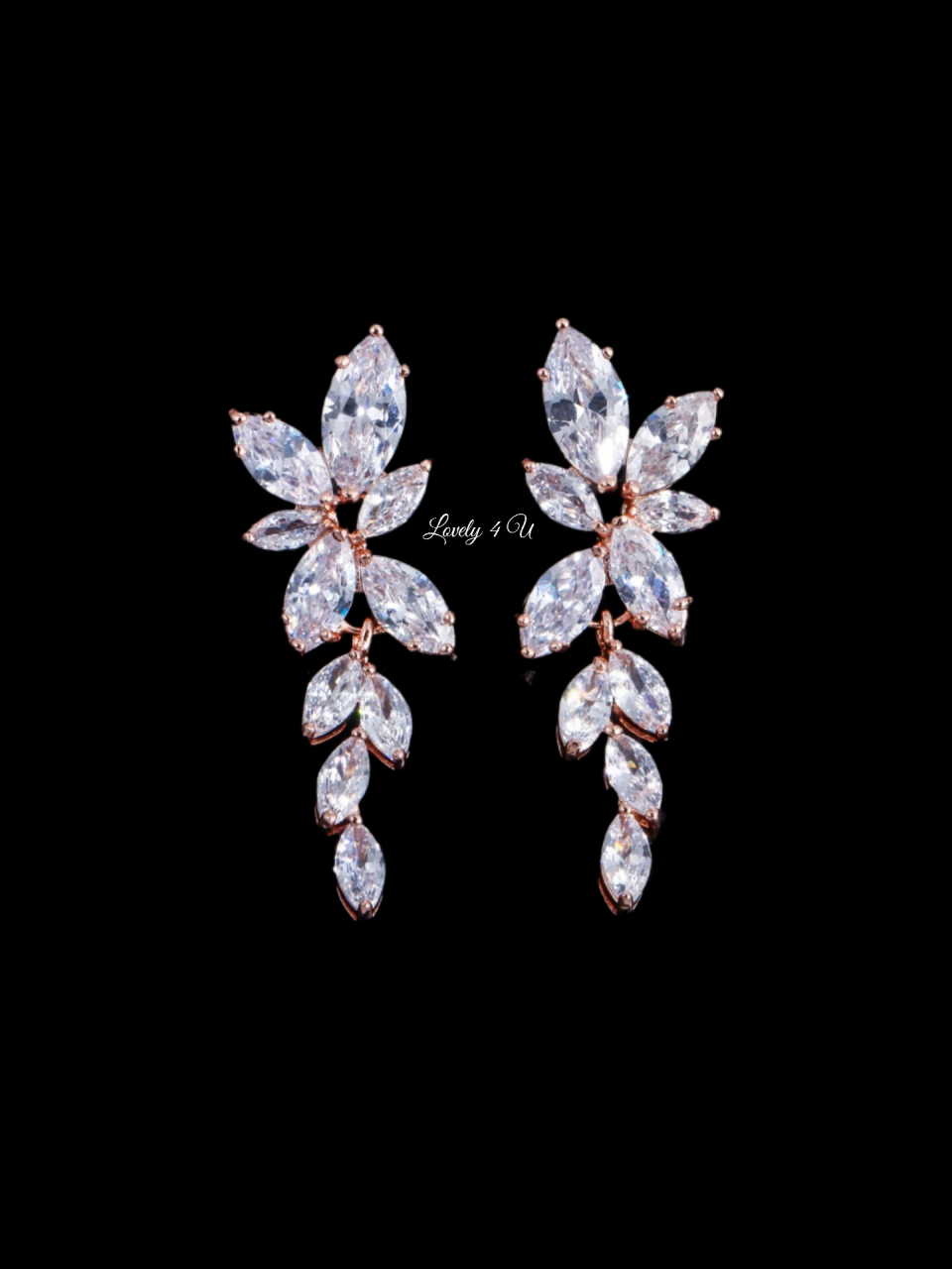Selly  Cerceii mireasa rose-gold cu pietricele [4]