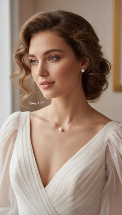 **Set Bijuterii Mireasă EVA cu Perle Ivory Swarovski 10 mm – Cercei și Colier cu Perlă Plutitoare Handmade LOVELY 4 U [3]