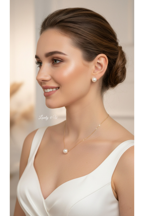 Set Bijuterii Mireasă „PURE LOVE” – Perlă Clasică Swarovski & Eleganță Atemporală [4]