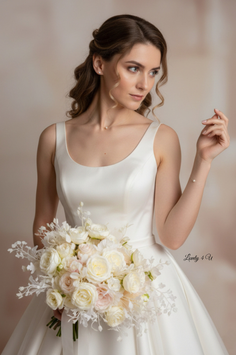 CALM GRACE – set bijuterii mireasă cu perle Swarovski plutitoare, colier invizibil, cercei și brățară handmade LOVELY 4 U [2]