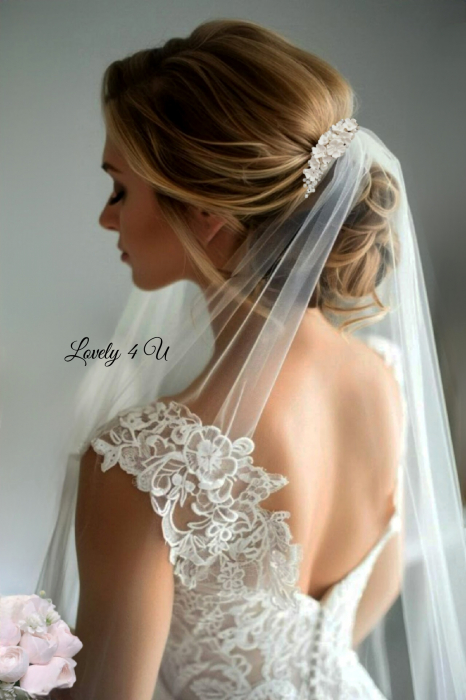 Set mireasă LORENA – Diademă și cercei handmade cu flori și perle, placare argint, LOVELY 4 U [4]