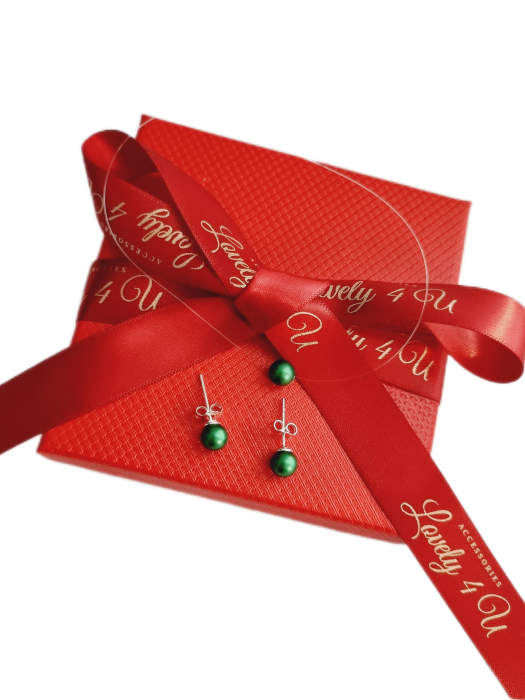 SET CERCEI SI COLIER MIREASA, SET perle verzi, COLIER SWAROVSKI cu perle verzi, COLIER verde fir transparent,  Choker cu perla, Choker, Colier transparent Swarovski, Bijuterii mireasa, Cercei mici cu perle Swarovski, CERCEI [3]