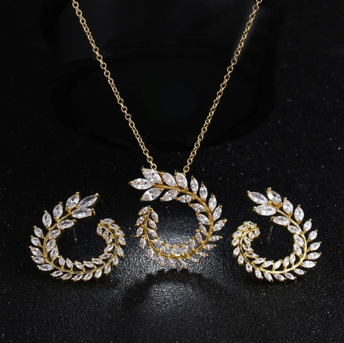 LIVIA - Set  Gold cu pietricele de Zirconiu si placat cu aur - [2]