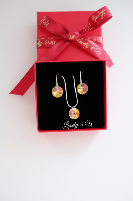Set bijuterii mireasa, set Swarovski mireasa, lănțișor argint, cercei mireasă, cercei Swarovski mireasa, cercei cu pandant Swarovski, bijuterii Swarovski, accesorii de nunta Swarovski, set Swarovski [2]