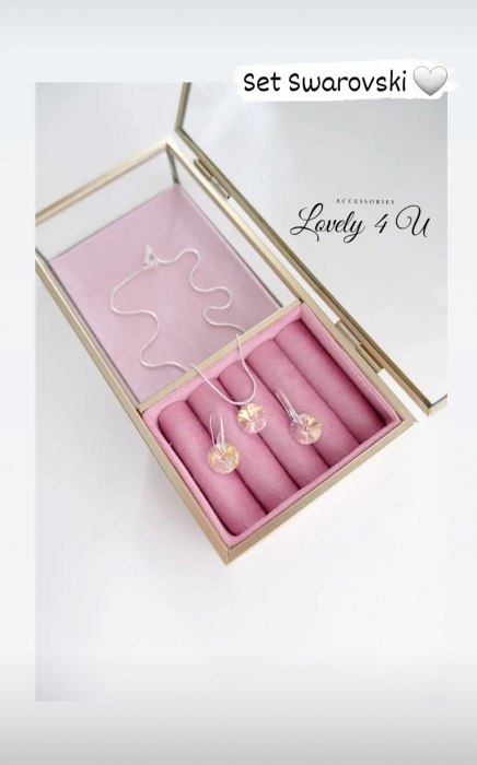 Set bijuterii mireasa, set Swarovski mireasa, lănțișor argint, cercei mireasă, cercei Swarovski mireasa, cercei cu pandant Swarovski, bijuterii Swarovski, accesorii de nunta Swarovski, set Swarovski [8]